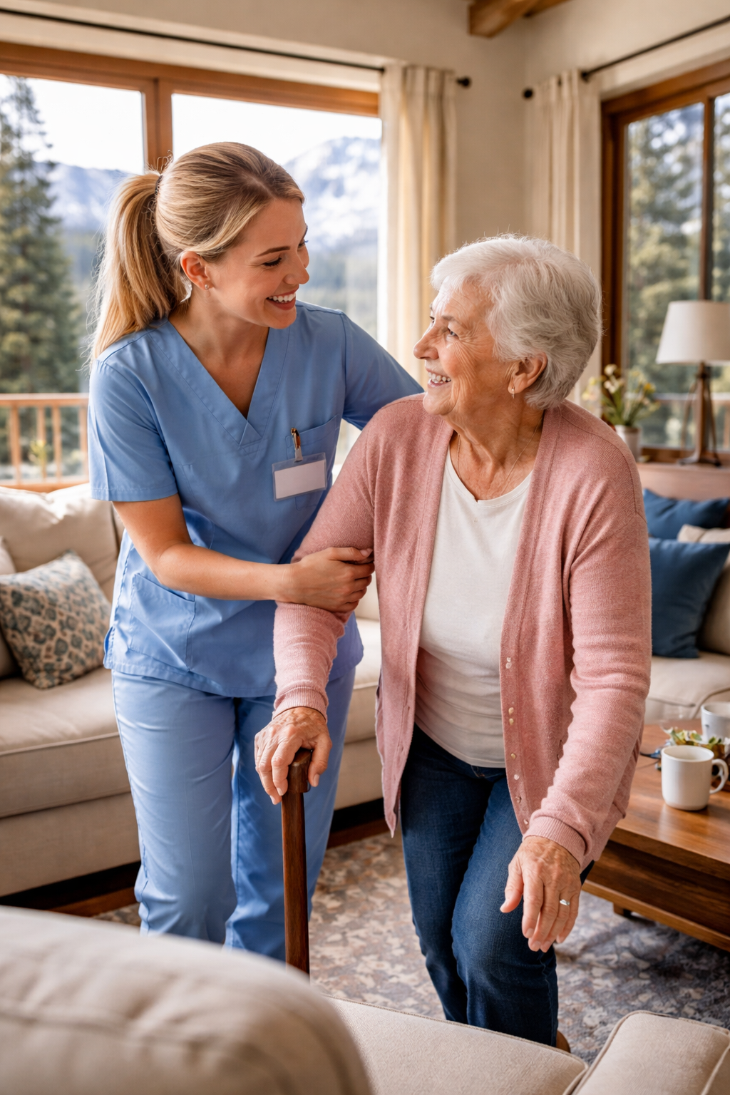 Caregiver supporting a client at home